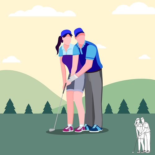 couple playing golf icon