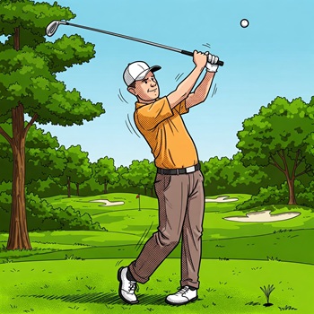 golfer hitting ball high