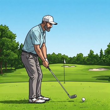 golfer swinging golf iron