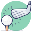 golf ball and club icon