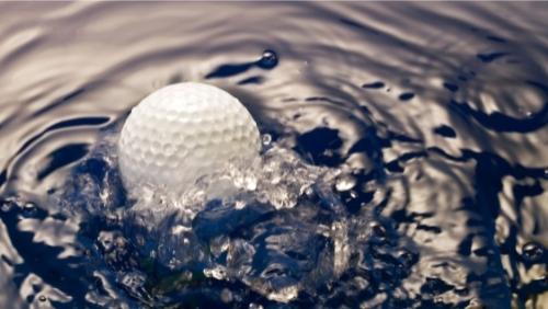 golf ball in water